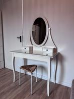 Ikea Hemnes kaptafel met krukje + accessoires, Huis en Inrichting, Ophalen, 100 tot 150 cm, 50 tot 100 cm, Zo goed als nieuw