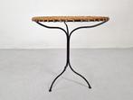 Rotan en IJzeren Bijzettafel, Frankrijk 1970, Huis en Inrichting, Tafels | Bijzettafels, Ophalen, Overige materialen, -, -