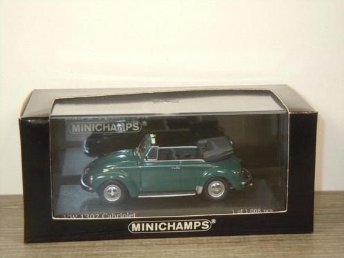 VW 1302 Cabriolet 1970-72 - Minichamps 1:43 - Groen, Hobby en Vrije tijd, Modelauto's | 1:43, Zo goed als nieuw, Auto, MiniChamps