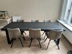 Teakhouten eetkamertafel zwart afm. 230x90x78 (lxbxh), Huis en Inrichting, Tafels | Eettafels, 200 cm of meer, Zo goed als nieuw
