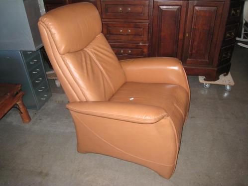 Cognac leren relaxfauteuil, Huis en Inrichting, Fauteuils, Gebruikt