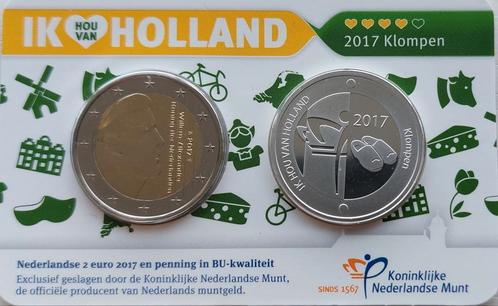 2 euro ik hou van Holland Klompen met zilveren penning., Postzegels en Munten, Munten | Nederland, Losse munt, Euro's, Zilver