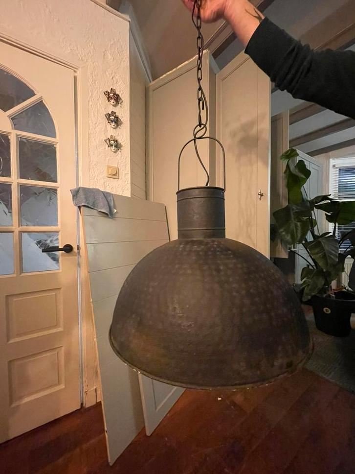 IJzeren industriële hanglamp, Huis en Inrichting, Lampen | Hanglampen, Zo goed als nieuw, Minder dan 50 cm, Ophalen