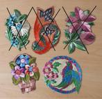 2 Turmac Zijdjes Bloemen, Vogel - lot 1 - vintage, Nieuw, Ophalen of Verzenden, Turmac, Overige applicaties