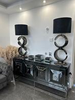 Luxe dressoir spiegelglas + 2 designlampen + accessoires, Ophalen, Erik Kuster, 150 tot 200 cm, 25 tot 50 cm