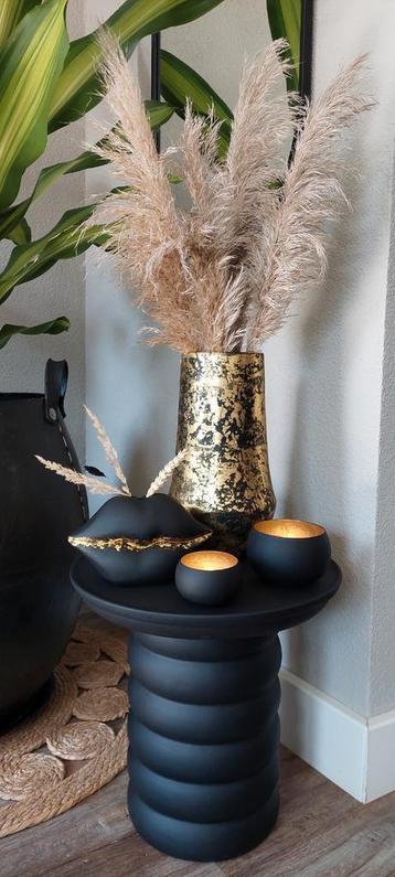 🖤🖤🖤Luxe vazen decoratie set mat zwart goudkleurig