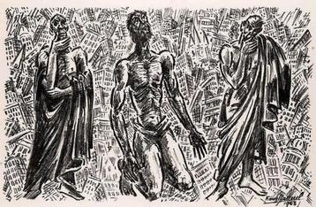 Frans Masereel - litho - Les Philosophes   1963 beschikbaar voor biedingen