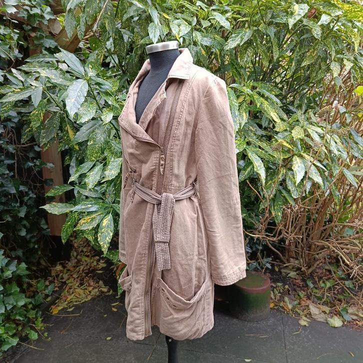 Half Linnen Jurk Object L, Kleding | Dames, Jurken, Gedragen, Maat 42/44 (L), Bruin, Boven de knie, Ophalen of Verzenden