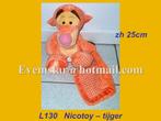 L130 Tijger - Nicotoy : oranje tijgertje teigetje met doekje, Zo goed als nieuw, Ophalen