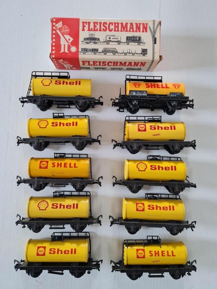 10 Fleischmann H0 Shell ketelwagons, Hobby en Vrije tijd, Modeltreinen | H0, Gebruikt, Wagon, Gelijkstroom, Fleischmann, Ophalen of Verzenden