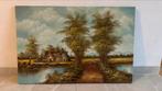 Olieverf schilderij | Landschap met huis, Ophalen of Verzenden