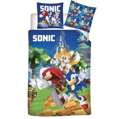 Sonic Dekbedovertrek 140 x 200 cm - Sega, Kinderen en Baby's, Kinderkamer | Beddengoed, Nieuw, Dekbedovertrek, Blauw, Jongetje of Meisje