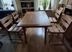 Massief Eiken Tafel met Stoelen, Huis en Inrichting, Ophalen, Gebruikt, Landelijk, Minder dan 4 stoelen