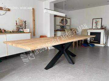 Industriele Eettafel Massief Eiken Boomstam Tafels Eikenhout - afbeelding 11