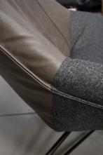 Luxe fauteuil BEAL Jess Design metaal leer & stof draaibaar, Huis en Inrichting, Fauteuils, Ophalen, Metaal, 75 tot 100 cm, Zo goed als nieuw