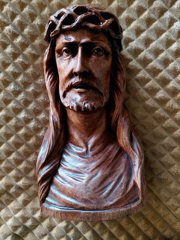 Christus met doornenkroon - Houten Beeld beschikbaar voor biedingen