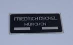 Friedrich Deckel München blanco typeplaatje graveermachine, Doe-het-zelf en Verbouw, Gereedschap | Freesmachines, Nieuw, Overige soorten