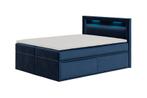 Boxspring Bed Den Haag - blauw - velvet 160 x 200 cm, Ophalen, Blauw, Velvet, Tweepersoons