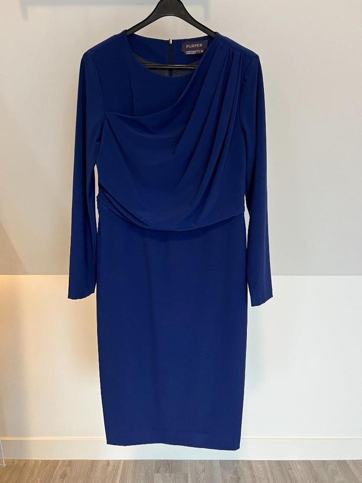 Kobaltblauwe jurk, Kleding | Dames, Jurken, Zo goed als nieuw, Maat 36 (S), Blauw, Onder de knie, Ophalen of Verzenden