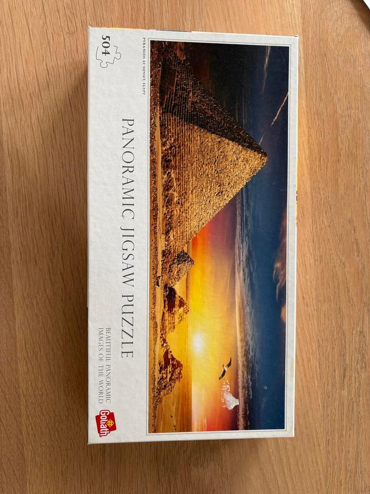 Panoramische Legpuzzel - Pyramides bij Zonsondergang, Egypte, Hobby en Vrije tijd, Denksport en Puzzels, Zo goed als nieuw, Legpuzzel