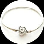 Pandora 19 cm Bangle Wishful Heart 590729 Family Forever(X), Gebruikt, Ophalen of Verzenden, Zilver, Zilver