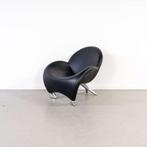 Leolux Papageno Fauteuil Zwart Leer – Chroom, Huis en Inrichting, Fauteuils, Niet ingevuld, Gebruikt, Niet ingevuld, 75 tot 100 cm