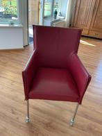 Rood leren eetkamerstoelen, Huis en Inrichting, Fauteuils, Ophalen, Zo goed als nieuw, Minder dan 75 cm