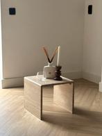 Travertin bijzettafel/salontafel, Ophalen, Minder dan 55 cm, Travertin japandi vintage marmeren natuursteen, Zo goed als nieuw