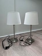 Set van twee tafellampen | wit - zilver, Huis en Inrichting, Lampen | Tafellampen, Minder dan 50 cm, Ophalen of Verzenden, Zo goed als nieuw