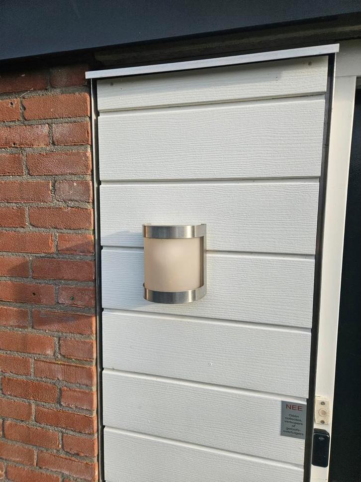 Buitenlamp - Wandlamp, Tuin en Terras, Buitenverlichting, Gebruikt, Wandlamp, Rvs, Minder dan 50 watt, Netvoeding, Waterbestendig