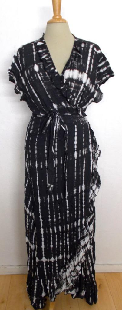 Mooie donkerbruine wikkel maxi print jurk van Bindi! L/XL, Kleding | Dames, Jurken, Zo goed als nieuw, Maat 42/44 (L), Bruin, Onder de knie