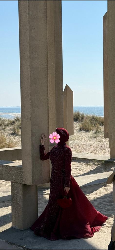 Bordo henna jurk maat 34/36, Ophalen, Zo goed als nieuw, Trouwjurk