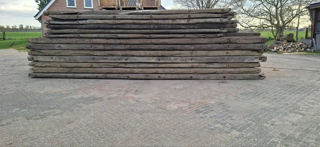 Hard houten Draglineschotten / Balken - 6 en 8 meter lang, Ophalen, Gebruikt, Balk, 50 mm of meer