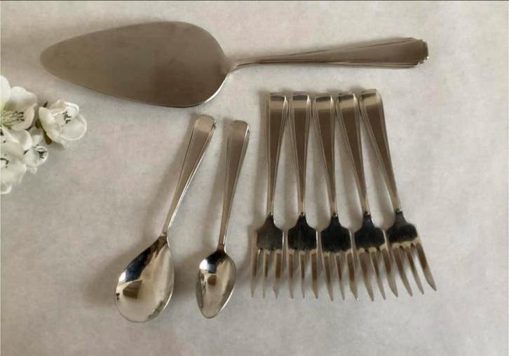 G Sola Z taartschep, gebaksvorkjes, suikerschep, theelepel, Antiek en Kunst, Antiek | Bestek, Ophalen of Verzenden