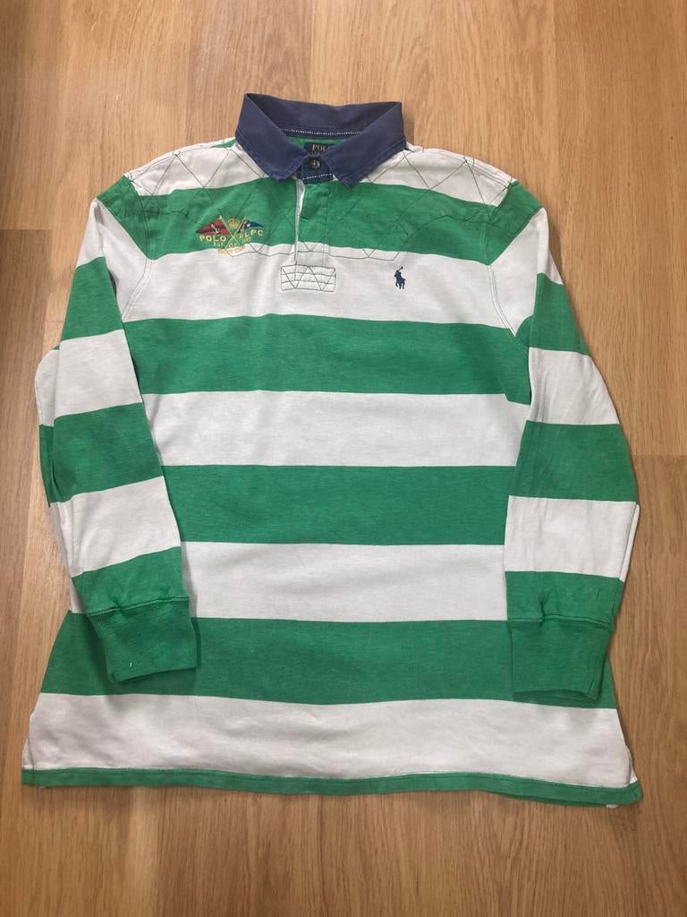 Ralph Lauren Rugbypolo - XL - Wit - Groen, Kleding | Heren, Polo's, Zo goed als nieuw, Maat 56/58 (XL), Wit, Ophalen of Verzenden