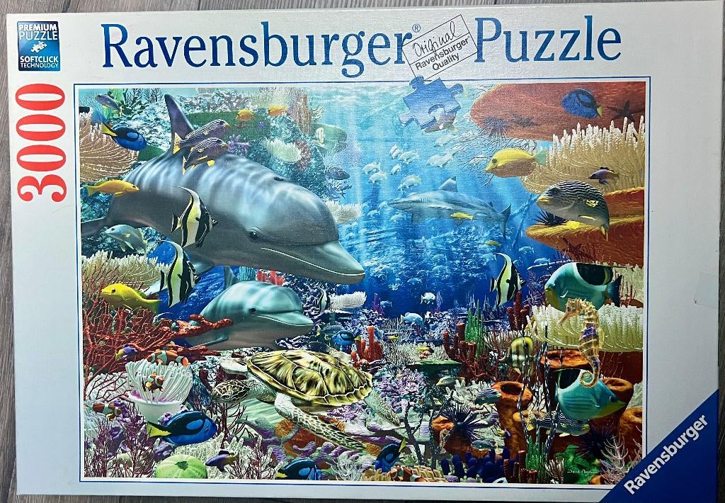 Ravensburger 3000 puzzel onderwaterwereld dolfijn, Ophalen of Verzenden, Meer dan 1500 stukjes, Zo goed als nieuw, Legpuzzel