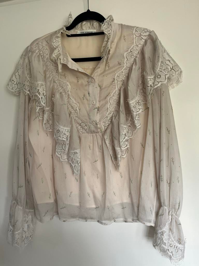 Sofie Schnoor blouse met kant en bloemenprint, Ophalen of Verzenden, Zo goed als nieuw, Maat 42/44 (L), Beige