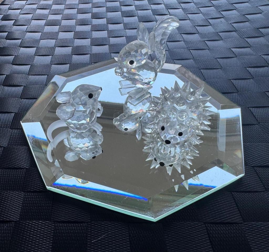 Swarovski Egel, Eekhoorn, Muis op Spiegel, Verzamelen, Swarovski, Ophalen, Zo goed als nieuw, Figuurtje