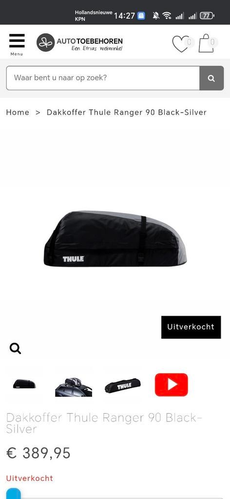 Oprolbare dakkoffer Thule ranger 90, Ophalen of Verzenden