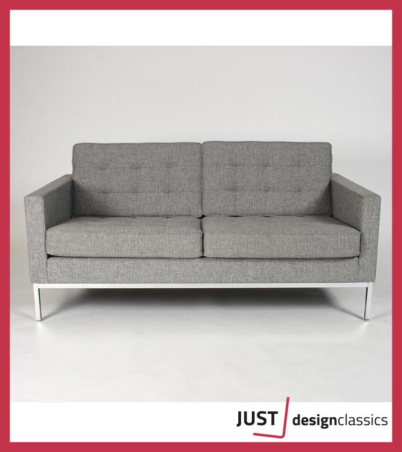 Florence Knoll 2-Zits Sofa Grijs Hallingdal (voorraad:2), Huis en Inrichting, Fauteuils, Niet ingevuld, Zo goed als nieuw, Niet ingevuld