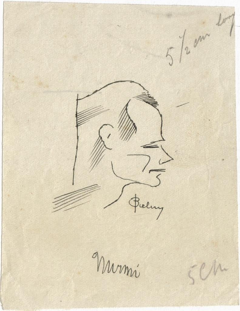Herman Bieling pentekening "Nurmi", gesigneerd, Antiek en Kunst, Ophalen