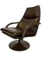 Vintage fauteuil lounge Geoffrey Harcourt Artifort Stijl, Gebruikt, 75 tot 100 cm, Vintage Design, Leer