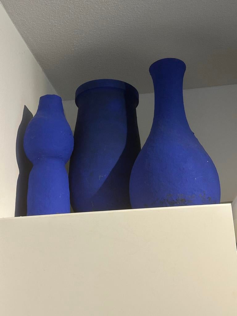 Set blauwe vazen, Huis en Inrichting, Woonaccessoires | Vazen, Gebruikt, Blauw, Aardewerk of Porselein, Ophalen of Verzenden