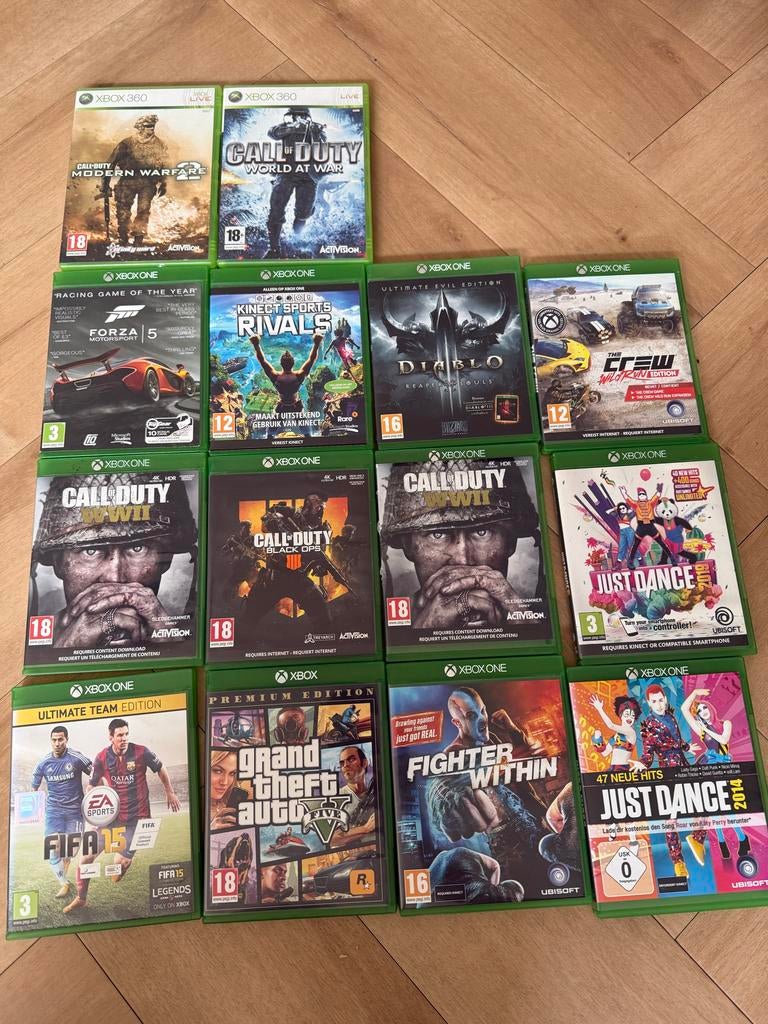 Xbox One met 14 spellen, 2 controllers en Kinect, Spelcomputers en Games, Games | Xbox One, Gebruikt, Vanaf 18 jaar, Shooter, Ophalen of Verzenden
