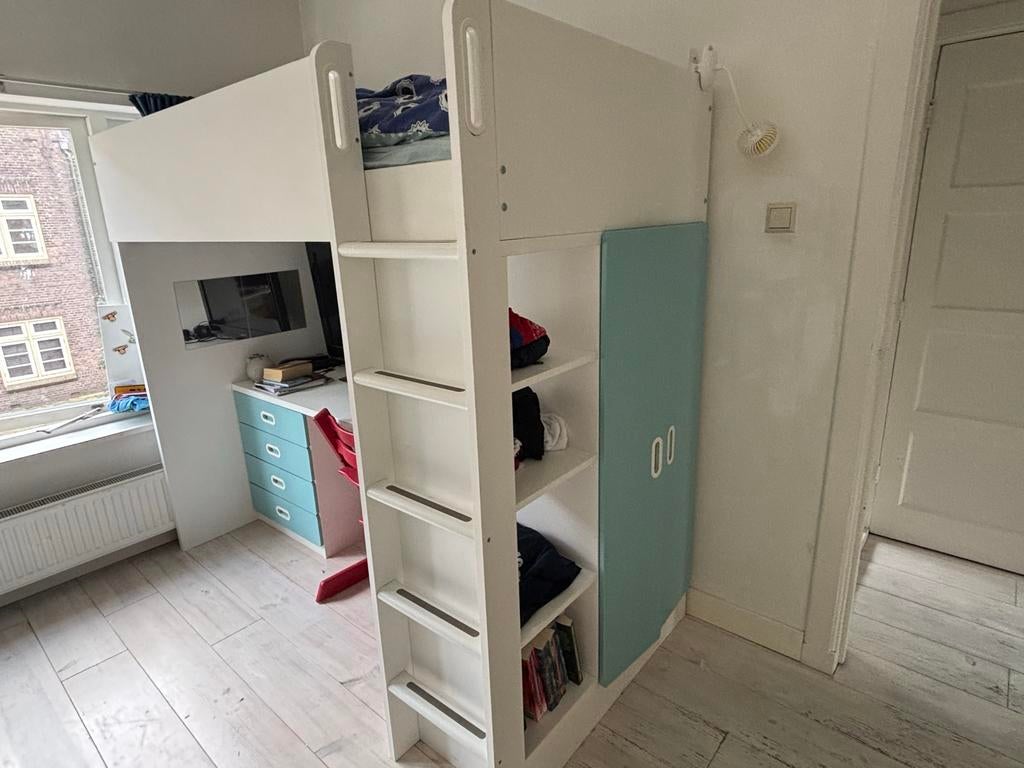 Ikea hoogslaper met kledingkast en bureau, Ophalen, Gebruikt, Hoogslaper