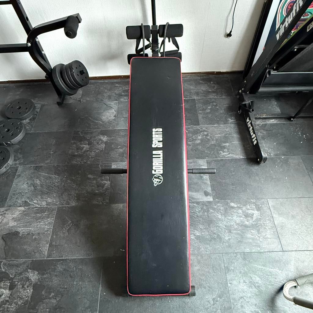 Fitnessbank met halters voor diverse spieroefeningen, Ophalen of Verzenden, Zo goed als nieuw, Buik, Fitnessbank