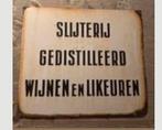Emaille reclamebord Slijterij wijnen likeur, Ophalen of Verzenden, Reclamebord