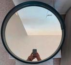 Spiegel mooie jaren 80 lederen ronde design spiegel., Huis en Inrichting, Woonaccessoires | Spiegels, Ophalen of Verzenden