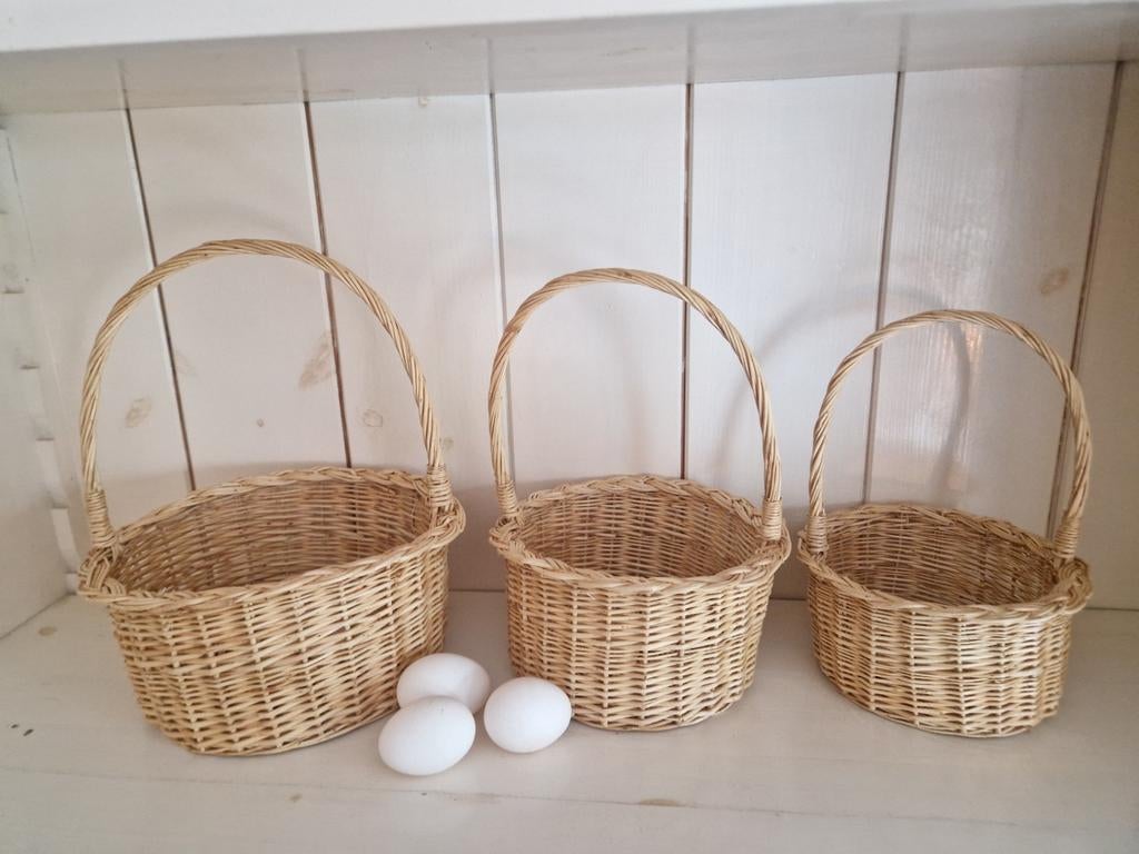 Rieten mandje mand paasmand strooimand bruiloft of Pasen, Mand, Rond, Nieuw, Ophalen of Verzenden