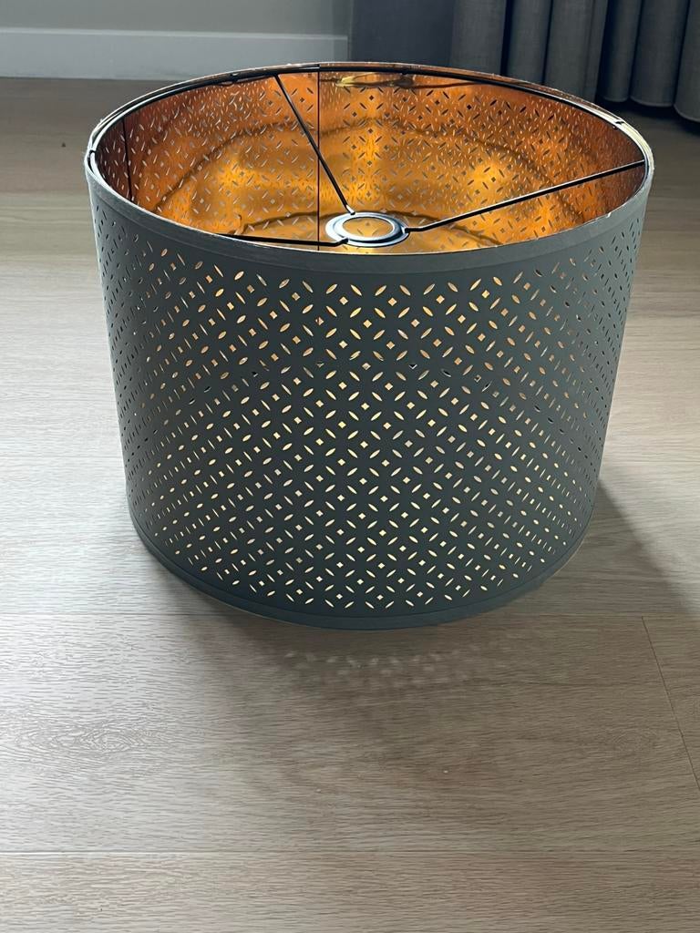 Lampenkap groen/ messing ikea type Nymo, Ophalen of Verzenden, Zo goed als nieuw, Groen, Rond